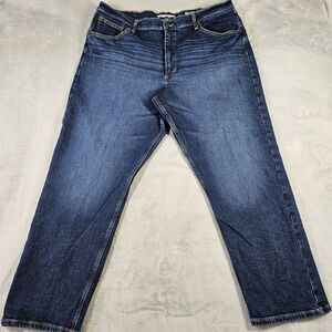 Wrangler Relaxed Fit Blue Denim Jeans Mens 40x30 Straight Leg Dark Wash Western